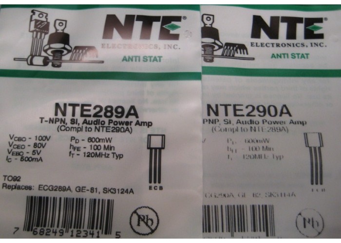 NTE 289A NTE 290A Transistors                     