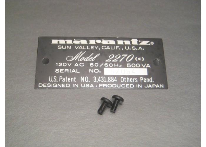 Marantz 2270 Receiver Name Plate Badge 